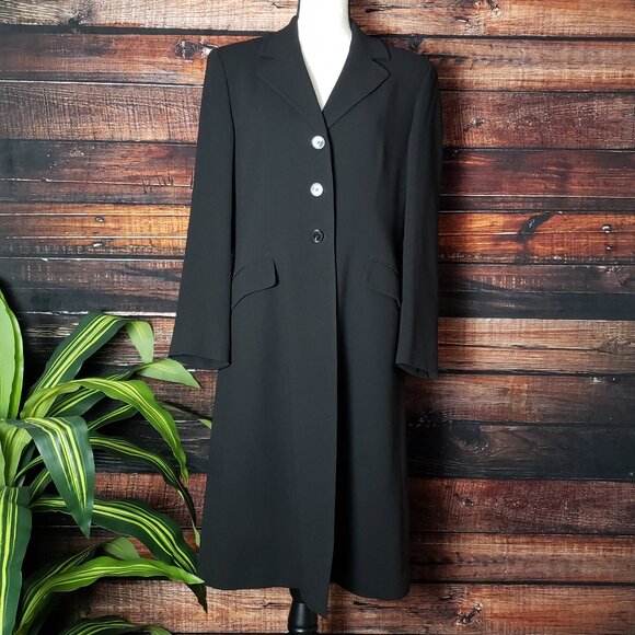 Jones New York Jackets & Blazers - Jones New York Womens 8 Black Long Blazer Jacket Coat Lined Pockets 3 Button